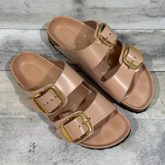 Birkenstock Arizona Big Buckle patent leather High Shine Light Rose Sz-8-8.5US - Picture 1 of 7